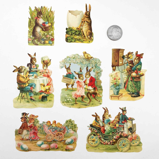 German Easter Bunnies Loose Easter Paper Scrap Pack